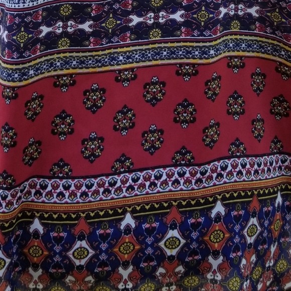 Pink Rose L red navy multi print cut out back top - Picture 7 of 7